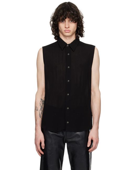 AMI Black Spread Collar Shirt for men