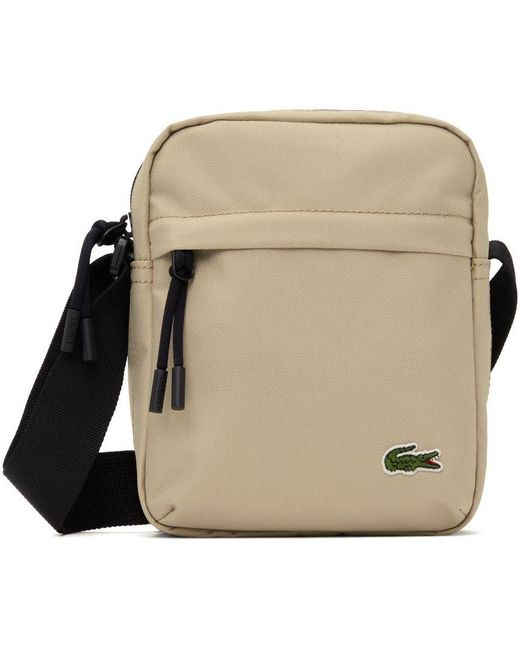 Lacoste Beige Zip Crossover Messenger Bag in Natural for Men | Lyst