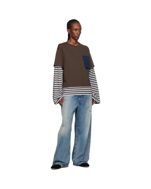 Charles Jeffrey Black Long Sleeve Knit Patch 2-In-1 T-Shirt