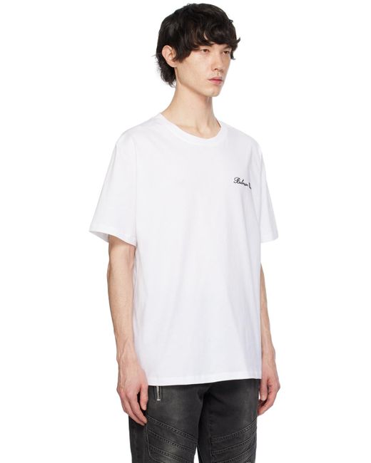 Balmain White Embroide T-shirt for men