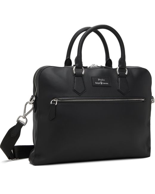 Polo Ralph Lauren Black Smooth Leather Commuter Briefcase for men