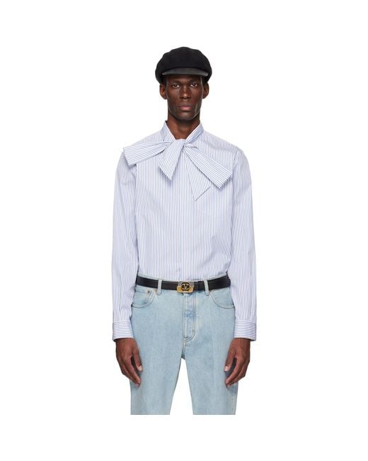 Valentino Black Vlogo Signature Classic Stripe Shirt for men