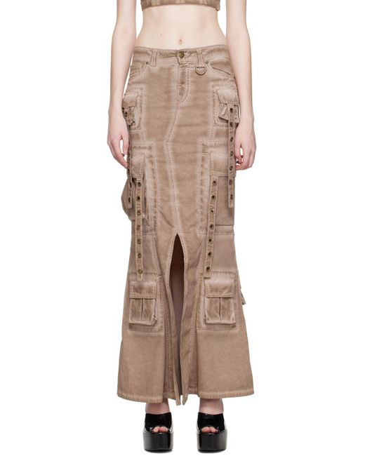 Blumarine Natural Brown Bellows Pocket Maxi Skirt