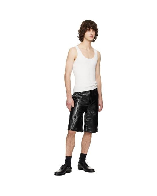 Courreges Black Hammer Vinyl Shorts for men