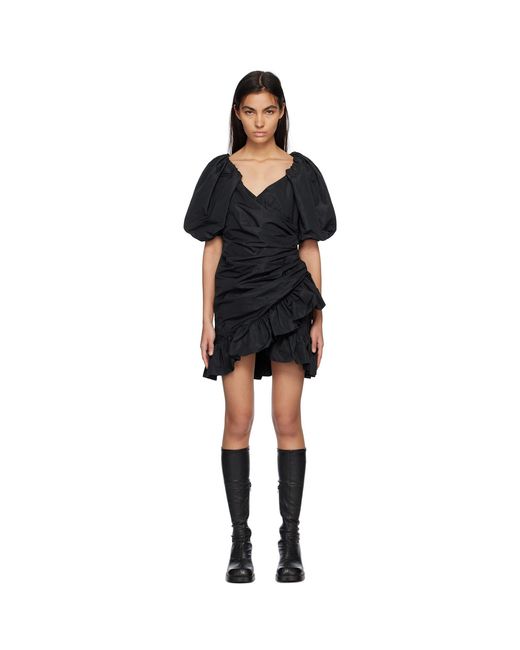 MSGM Black Ruffled Mini Dress