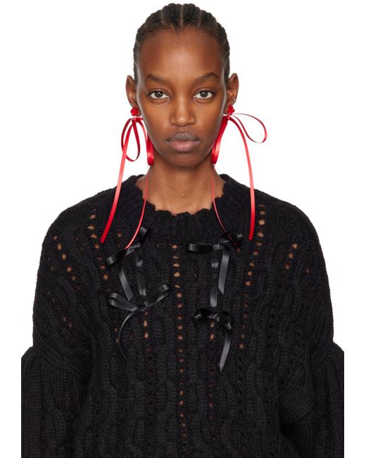 【関税込み】Simone Rocha レッド Bow Ribbon スタッドピアス Simone Rochaのレッド Bow Ribbon スタッドピアスがセール中