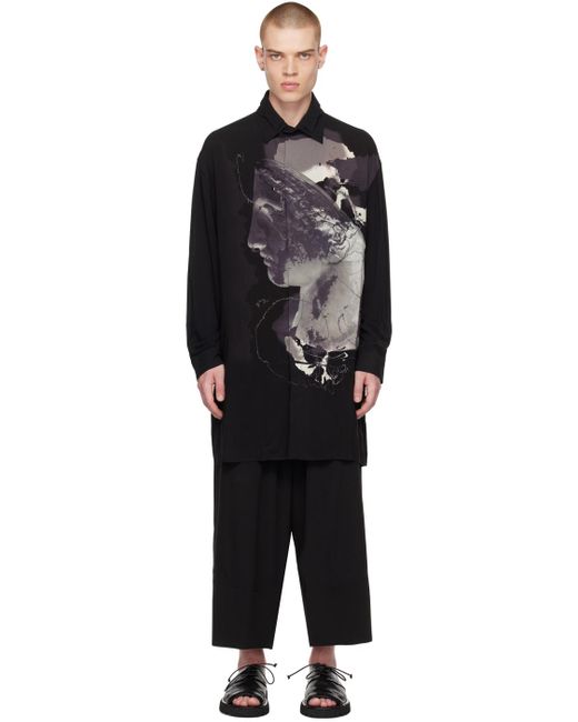 Yohji Yamamoto Black Printed Shirt for men