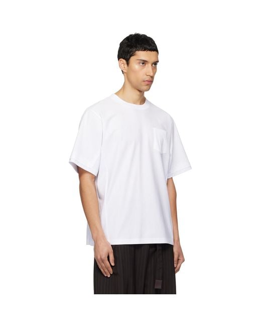 Sacai White Cotton Jersey T-Shirt for men