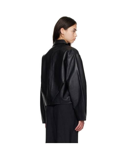 St. Agni Black Cocoon Leather Jacket