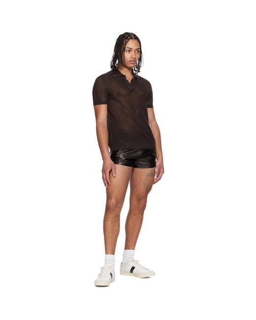 Tom Ford Black Light Nappa Leather Shorts for men