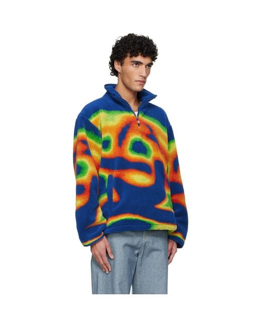 Casablanca Orange 1/4 Zip Fleece Jacket for men