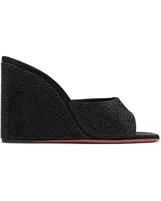 AMINA MUADDI Black Lupita Crystal Wedge Heeled Sandals
