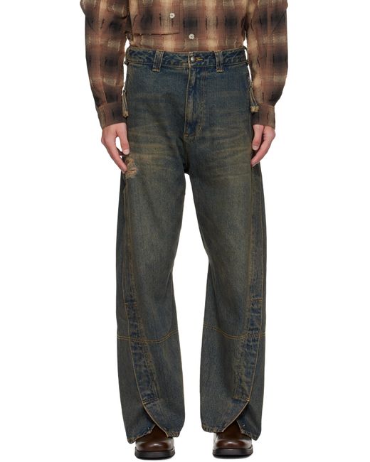ANDERSSON BELL Black Twisted Zipper Pocket Jeans for men