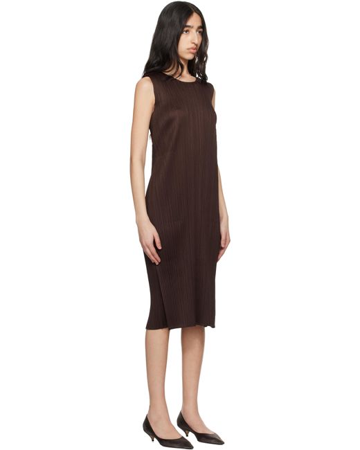 Robe Midi Monthly Colors March Brune Pleats Please Issey Miyake en coloris Black