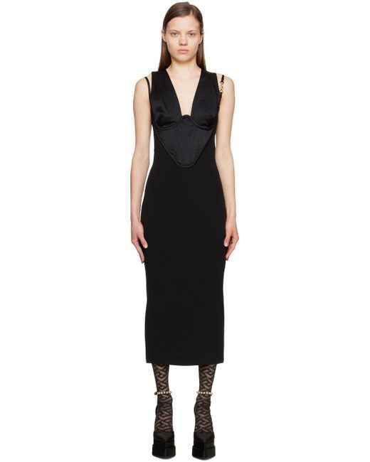 Versace Black Medusa Midi Dress Lyst