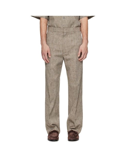 Bottega Veneta Natural Taupe Fleck Viscose Trousers for men