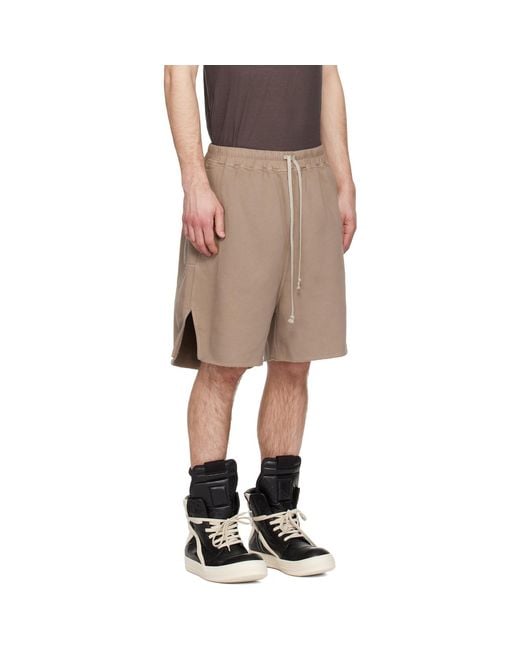 Rick Owens Natural Taupe Temple Heavy Sweatshirt Long Shorts for men