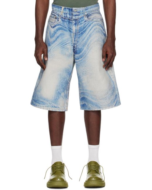 Camper Blue Trompe-L'Œil Denim Shorts for men