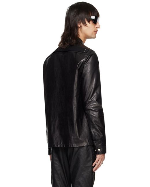 Rick Owens Black Brad Leather Jacket for men