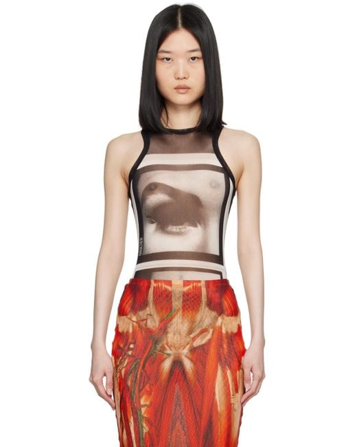 Jean Paul Gaultier Red 'The Eyes And Lips' Bodysuit