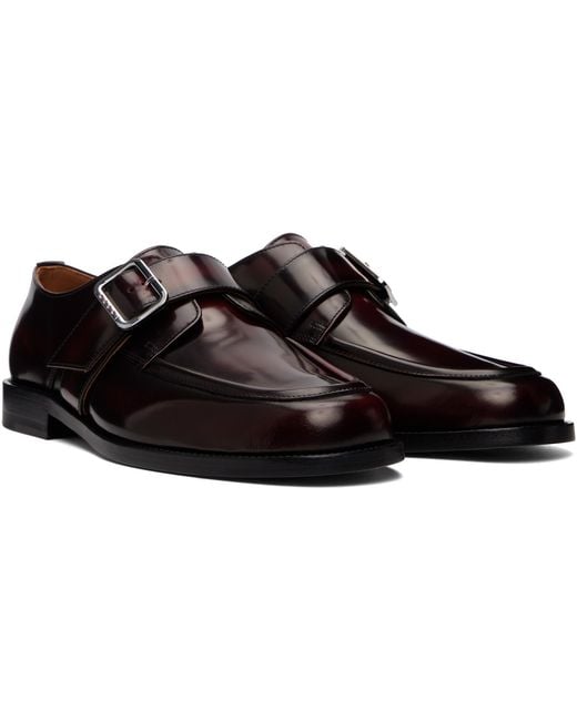 Marni Black Burgundy Shaded Leather Buckle Monkstraps for men