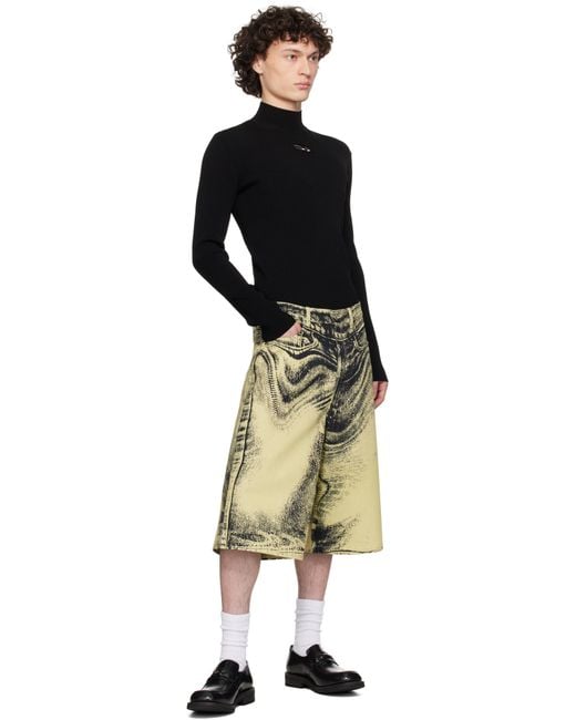 CAMPERLAB Distorted Print デニムショートパンツ メンズ CAMPERLAB イエロー&ブラック Distorted デニムショート