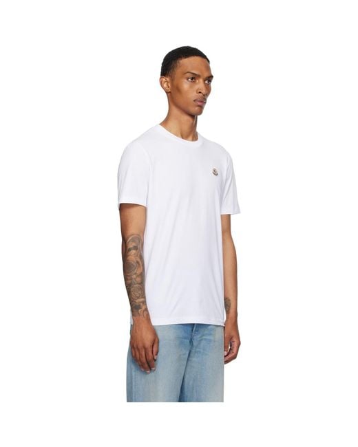 Moncler White Three-Pack Logo Patch Cotton T-Shirts for men