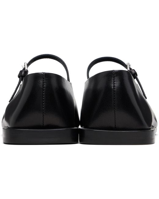 Jil Sander Black Buckle Strap Ballerina Flats