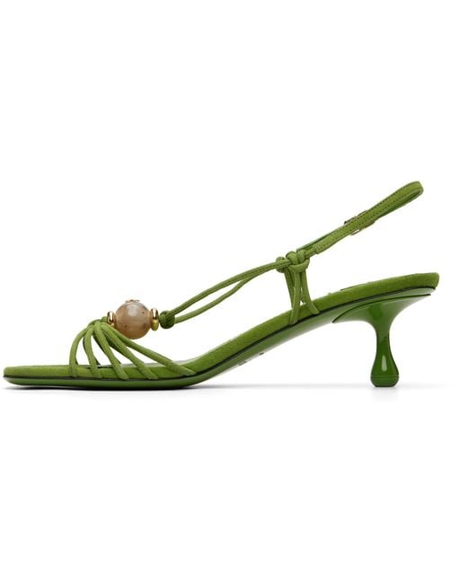 Jimmy Choo Green Lova 50 Heeled Sandals