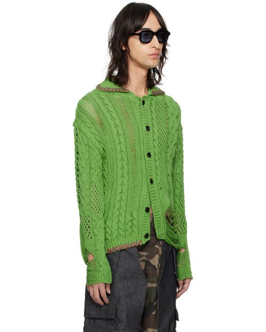 ANDERSSON BELL Green 'sauvage' Cardigan for men