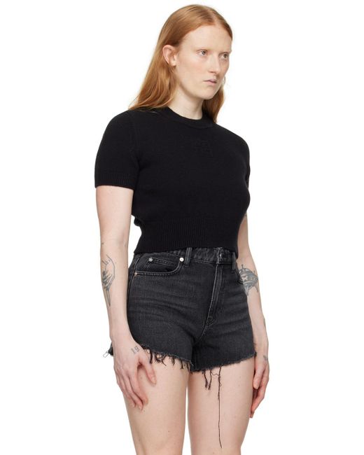 T By Alexander Wang Black Cropped Sweater