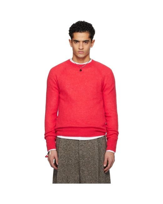 Dries Van Noten Red Alpaca Sweater for men