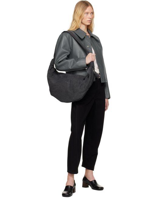 Lemaire Black Boxy Cropped Leather Jacket