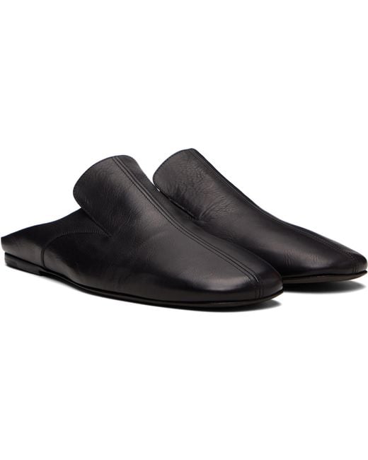 Dries Van Noten Black Leather Mule Slip-On Loafers for men