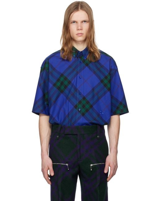 Burberry Blue Check Shirt for men