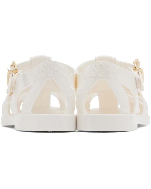 Moschino Black White Jelly Lettering Logo Sandals
