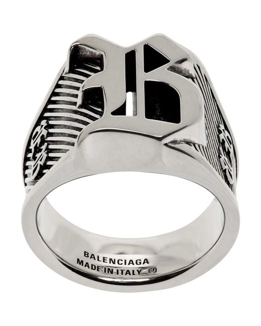 Balenciaga Metallic Melrose Signet Ring for men
