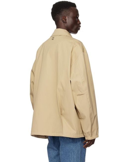 Wooyoungmi Natural Beige Pleated Jacket for men