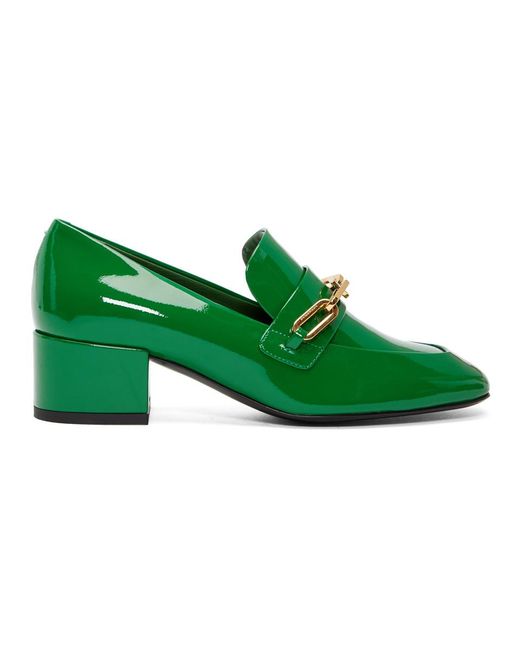Burberry Green Patent Chillcot Heeled Loafers