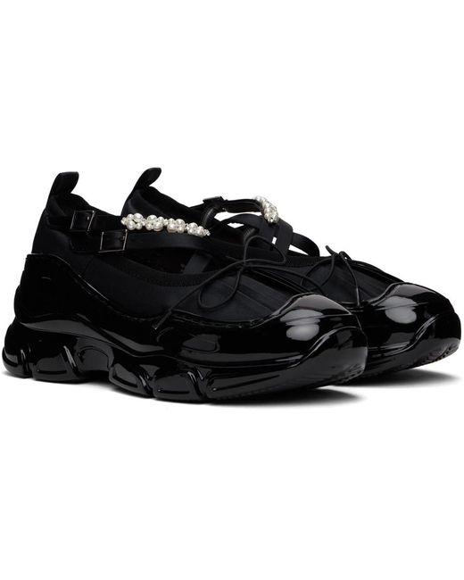 Simone Rocha Black Beaded Tracker Ballerina Sneakers