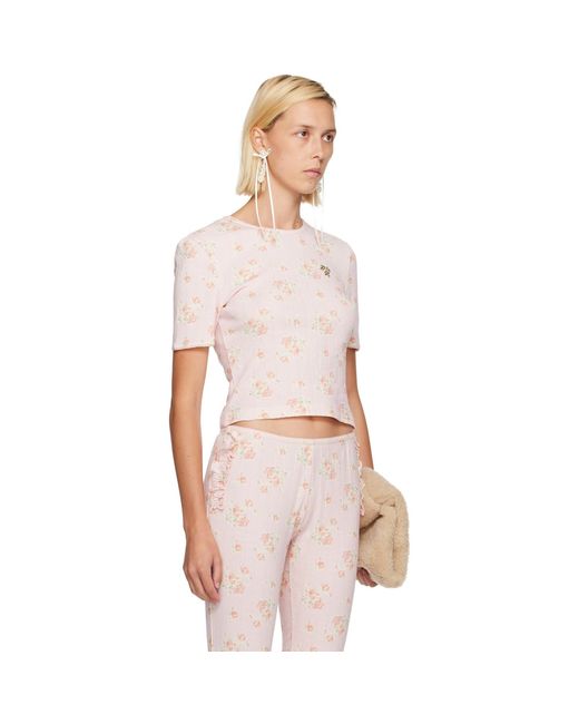 Simone Rocha White Cropped Pointelle T-Shirt