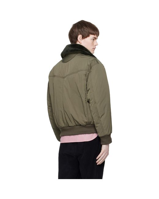 Commission Green Khaki Midtown Nylon Bomber Jacket for men