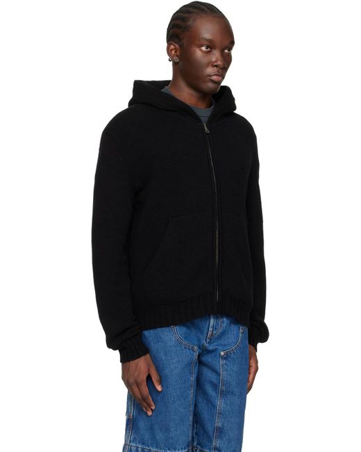 Palm Angels Black Embroidered Hoodie for men