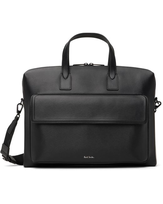 Paul Smith Black Straw-Grain Embossed Leather Folio Briefcase for men