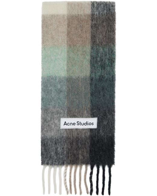 Acne Black Mohair Checked Scarf