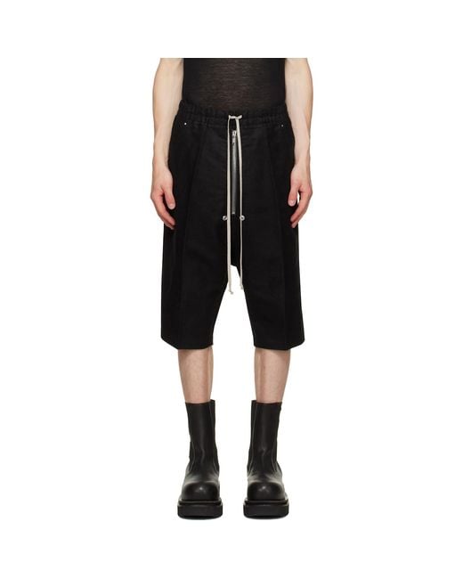 Rick Owens Black Tower Bela Pods Shorts for men