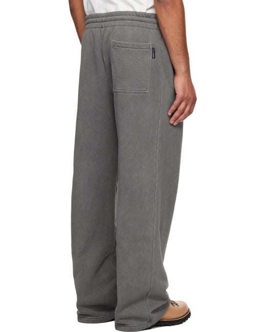 Palm Angels Gray Waist Logo Sweatpants for men