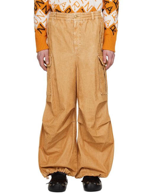 Marni Orange Tan Loose-fit Denim Cargo Pants for men