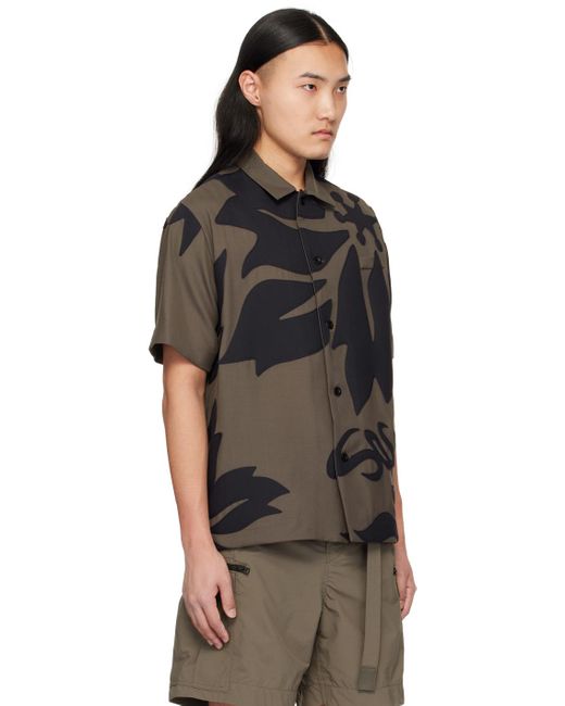 Sacai Black Brown & Navy Floral Shirt for men