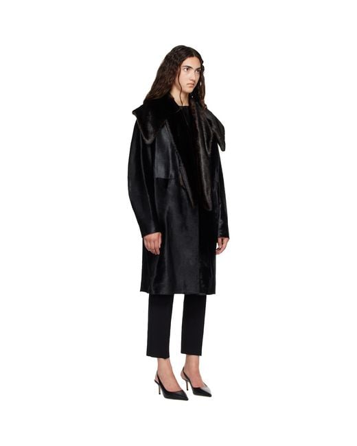 Loulou de Saison Black Lotta Pony-Effect Leather Coat